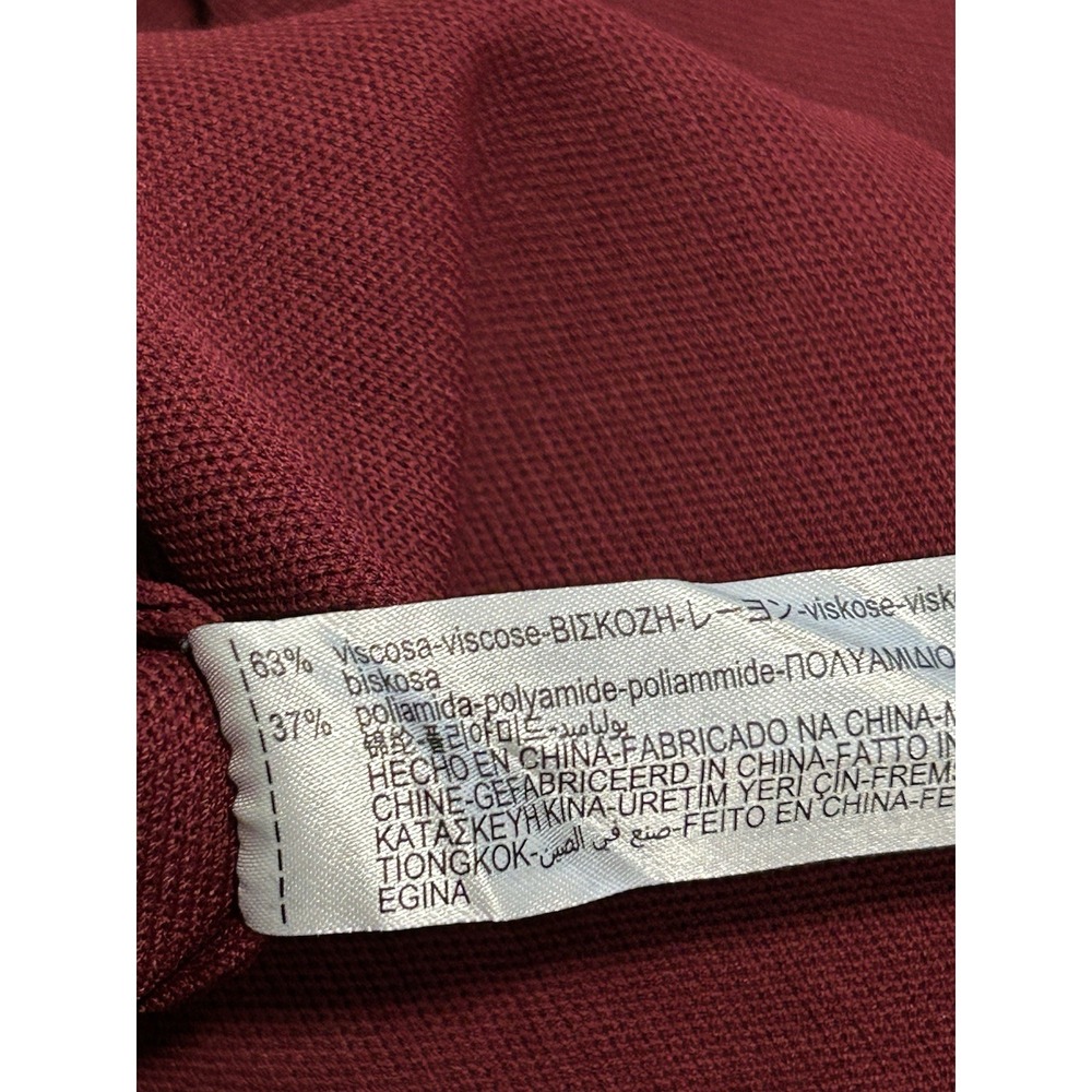 ZARA Burgundy Asymmetrical Midi Dress S Long Sleeve Bodycon Chic - Picture 9 of 9